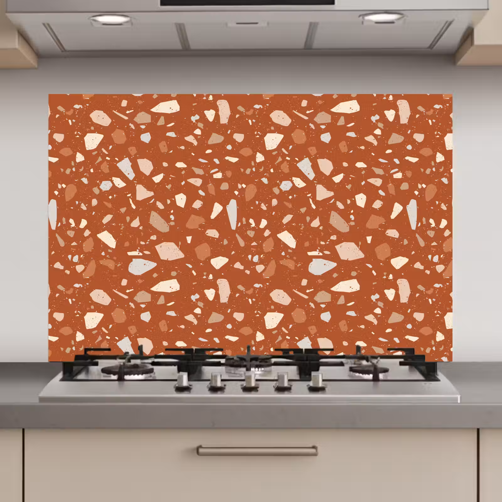 Spatscherm keuken - Terrazzo - Patroon - Klei — 1