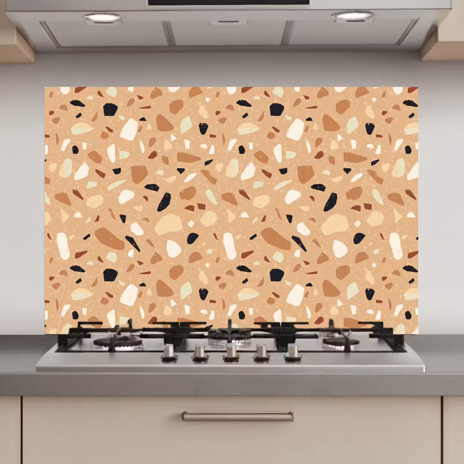Spatscherm keuken - Terrazzo - Patroon - Kleurrijk - Oranje — 1