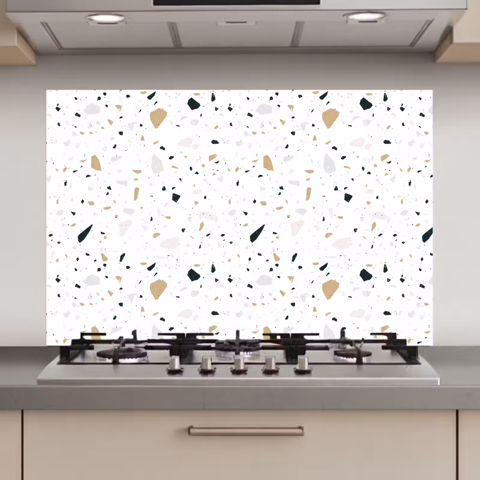 Spatscherm keuken - Terrazzo - Patroon - Wit - Neutraal — 1