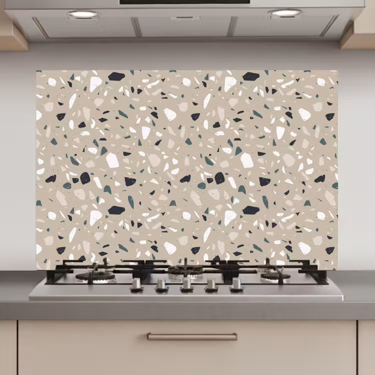 Spatscherm keuken - Terrazzo - Patroon - Groen — 1