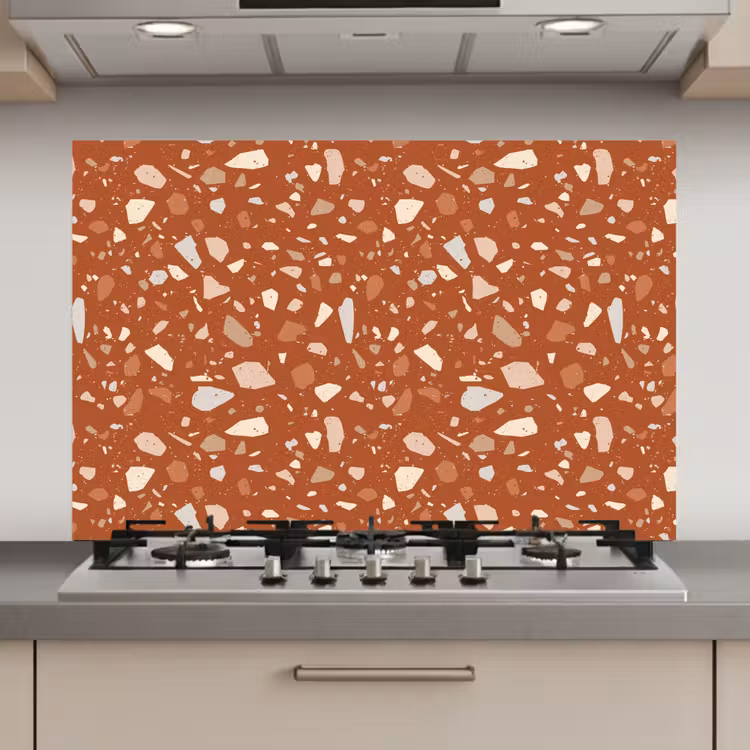 Spatscherm keuken - Terrazzo - Patroon - Klei — 1