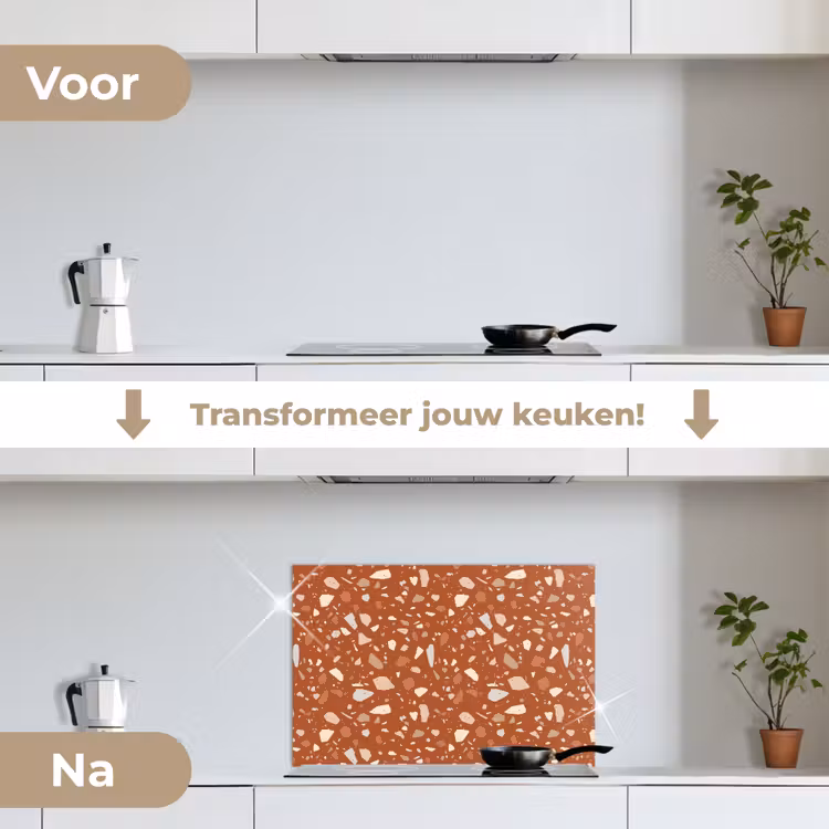 Spatscherm keuken - Terrazzo - Patroon - Klei — 3
