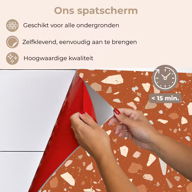 Spatscherm keuken - Terrazzo - Patroon - Klei — 4