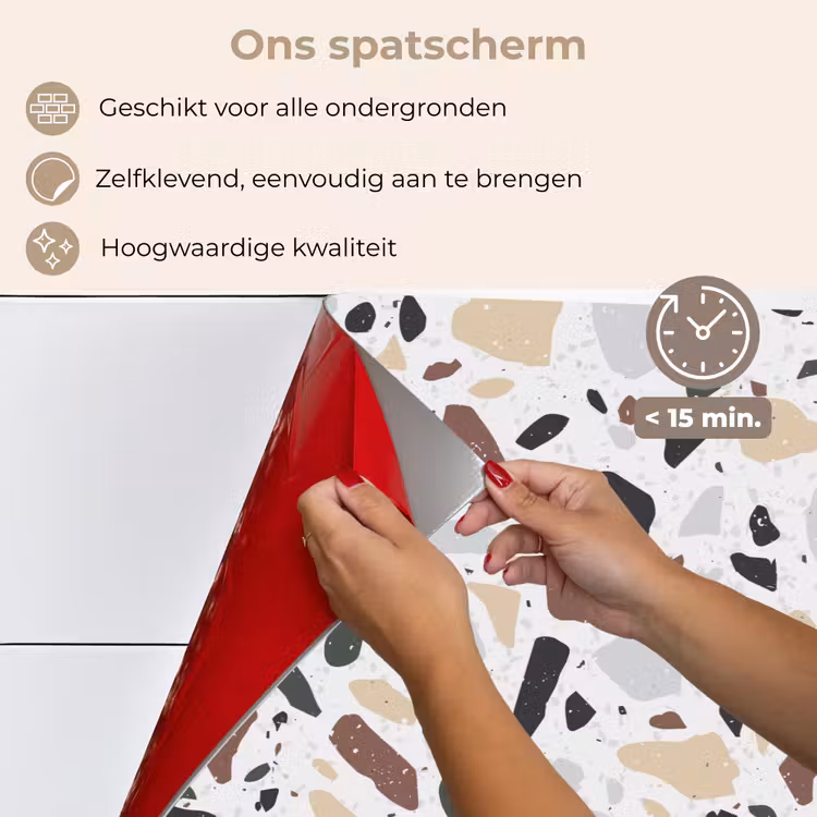 Spatscherm keuken - Terrazzo - Patroon - Kleurrijk - Klei — 4