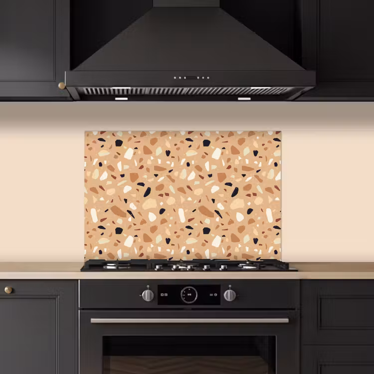 Spatscherm keuken - Terrazzo - Patroon - Kleurrijk - Oranje — 2