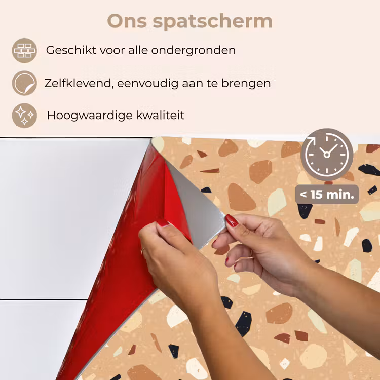 Spatscherm keuken - Terrazzo - Patroon - Kleurrijk - Oranje — 4