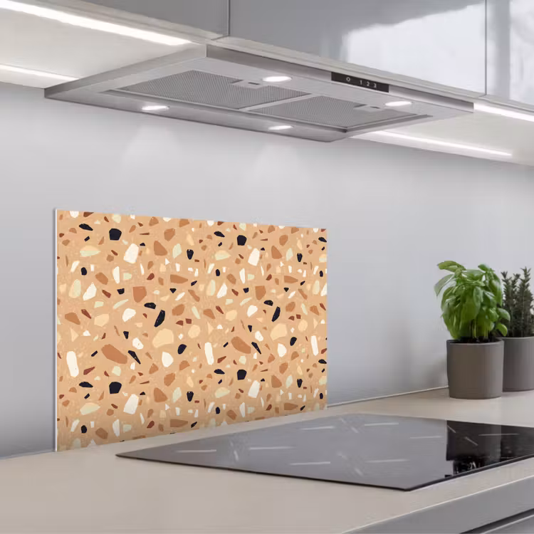 Spatscherm keuken - Terrazzo - Patroon - Kleurrijk - Oranje — 5