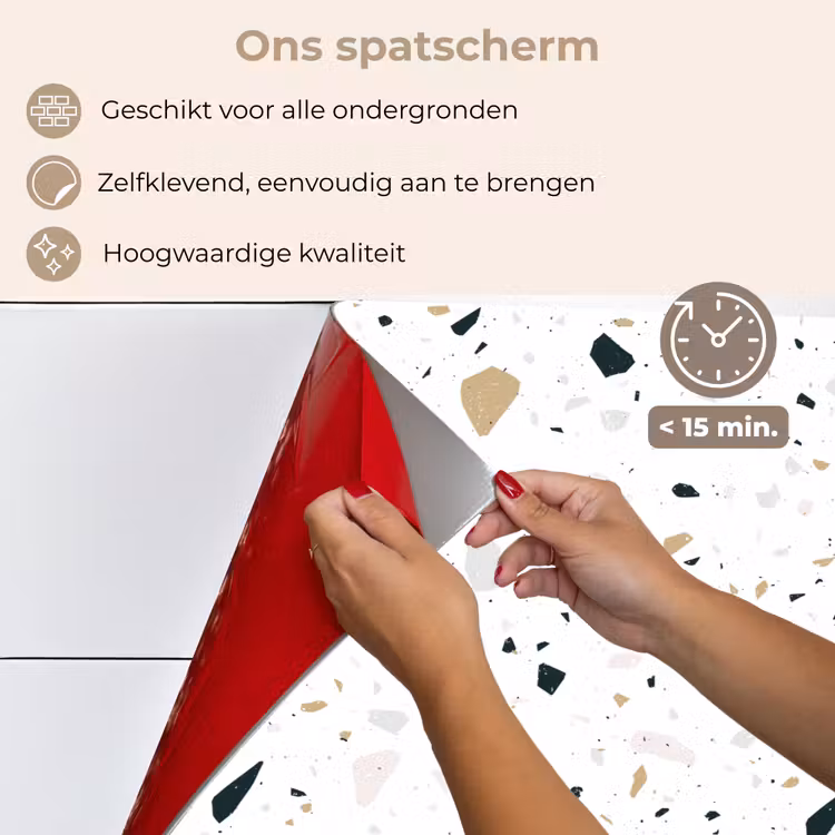 Spatscherm keuken - Terrazzo - Patroon - Wit - Neutraal — 4