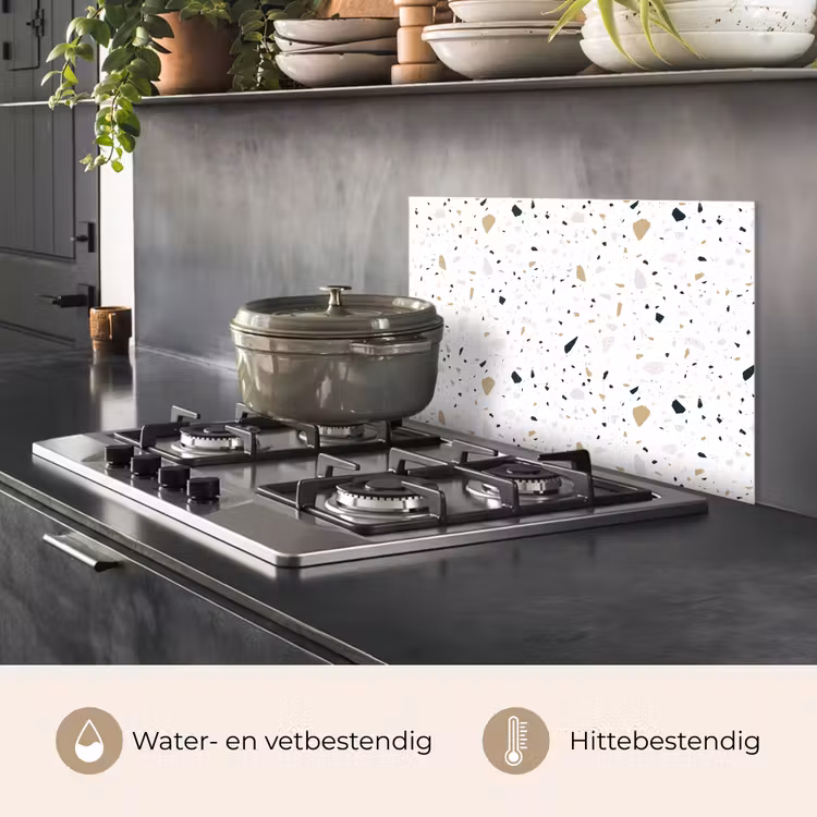 Spatscherm keuken - Terrazzo - Patroon - Wit - Neutraal — 7