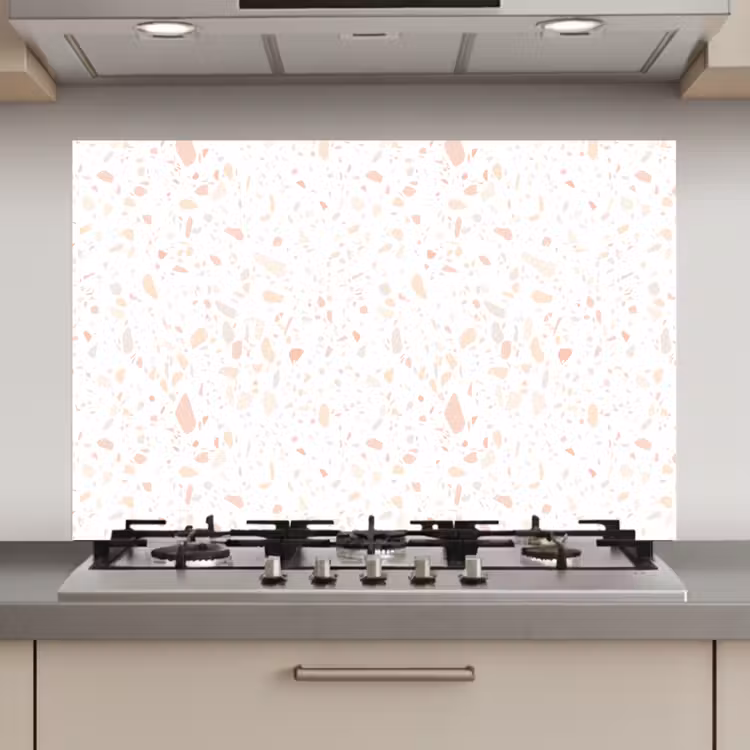 Spatscherm keuken - Terrazzo - Patroon - Wit - Perzik — 1