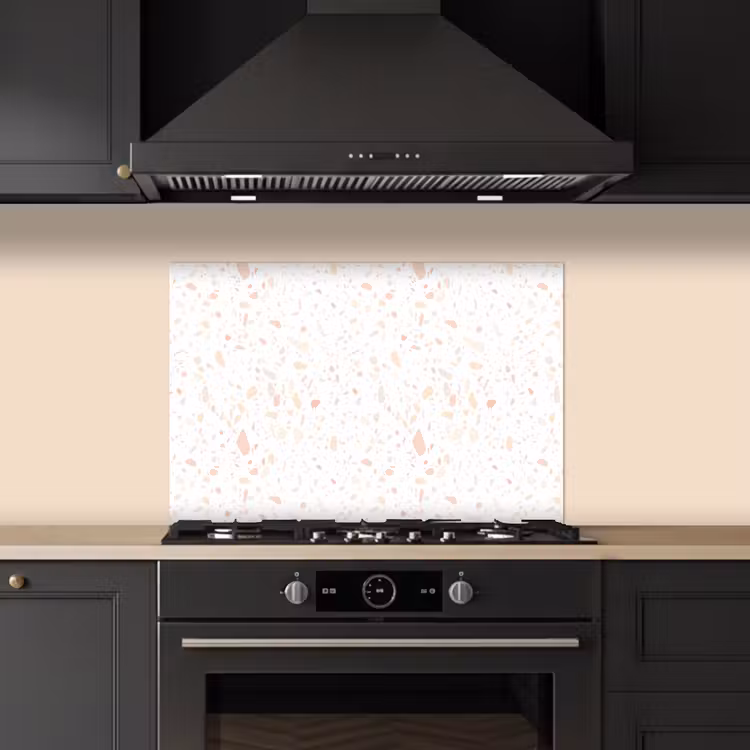 Spatscherm keuken - Terrazzo - Patroon - Wit - Perzik — 2