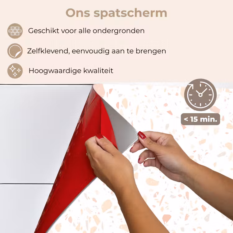 Spatscherm keuken - Terrazzo - Patroon - Wit - Perzik — 4