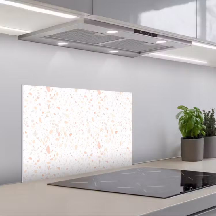 Spatscherm keuken - Terrazzo - Patroon - Wit - Perzik — 5