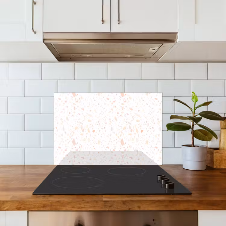 Spatscherm keuken - Terrazzo - Patroon - Wit - Perzik — 6