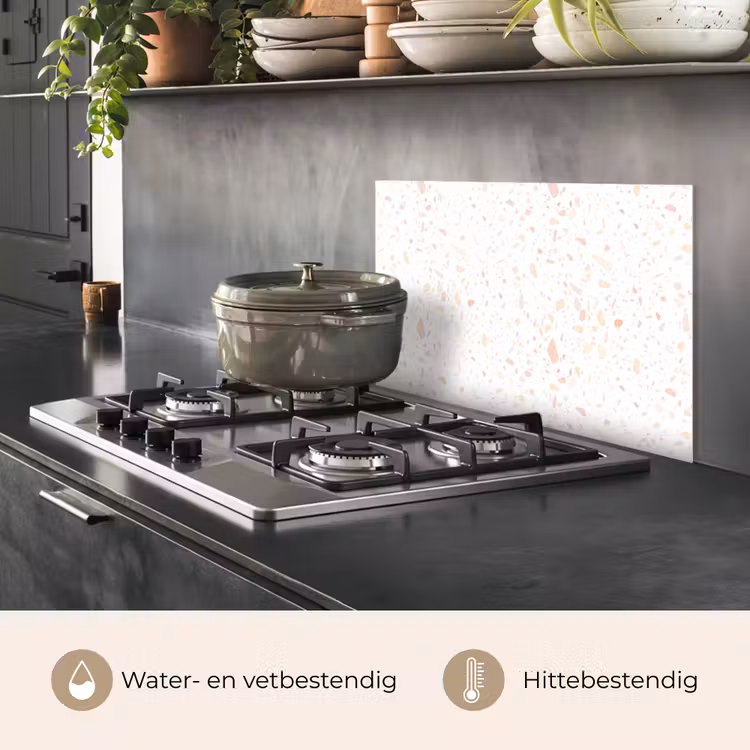 Spatscherm keuken - Terrazzo - Patroon - Wit - Perzik — 7