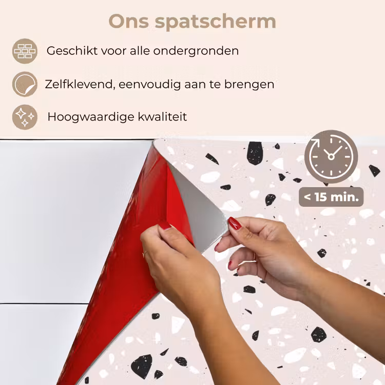 Spatscherm keuken - Terrazzo - Patroon - Zacht - Zwart - Wit — 4