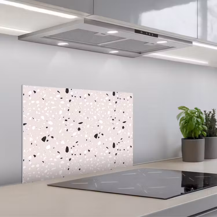 Spatscherm keuken - Terrazzo - Patroon - Zacht - Zwart - Wit — 5