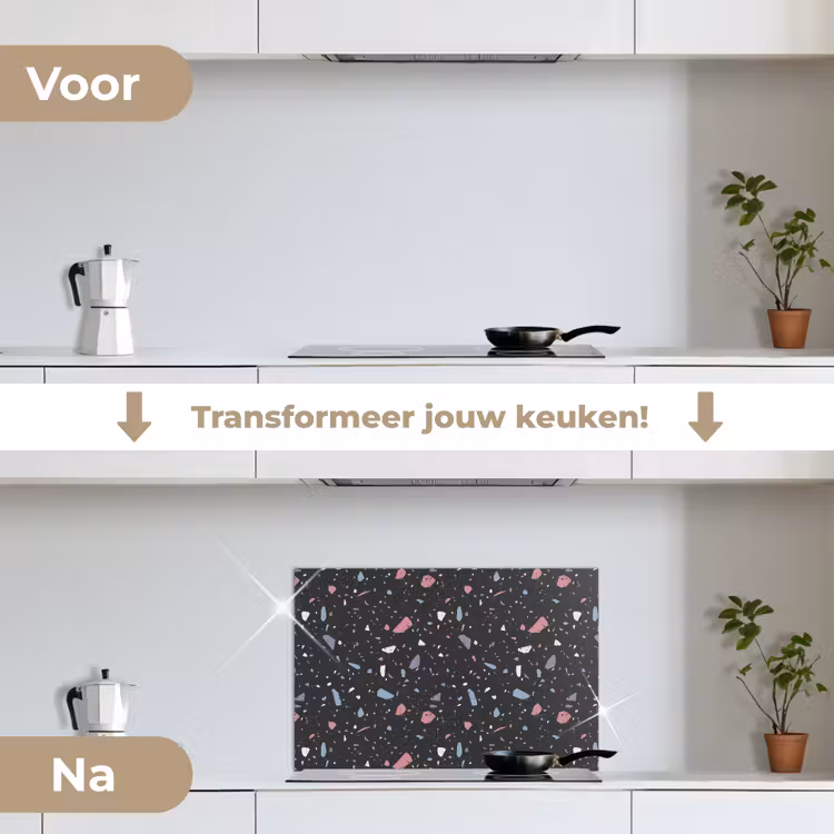 Spatscherm keuken - Terrazzo - Patroon - Zwart - Zacht — 3