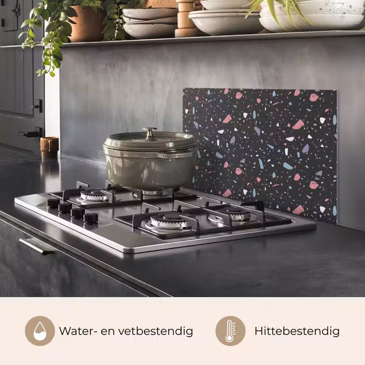 Spatscherm keuken - Terrazzo - Patroon - Zwart - Zacht — 7