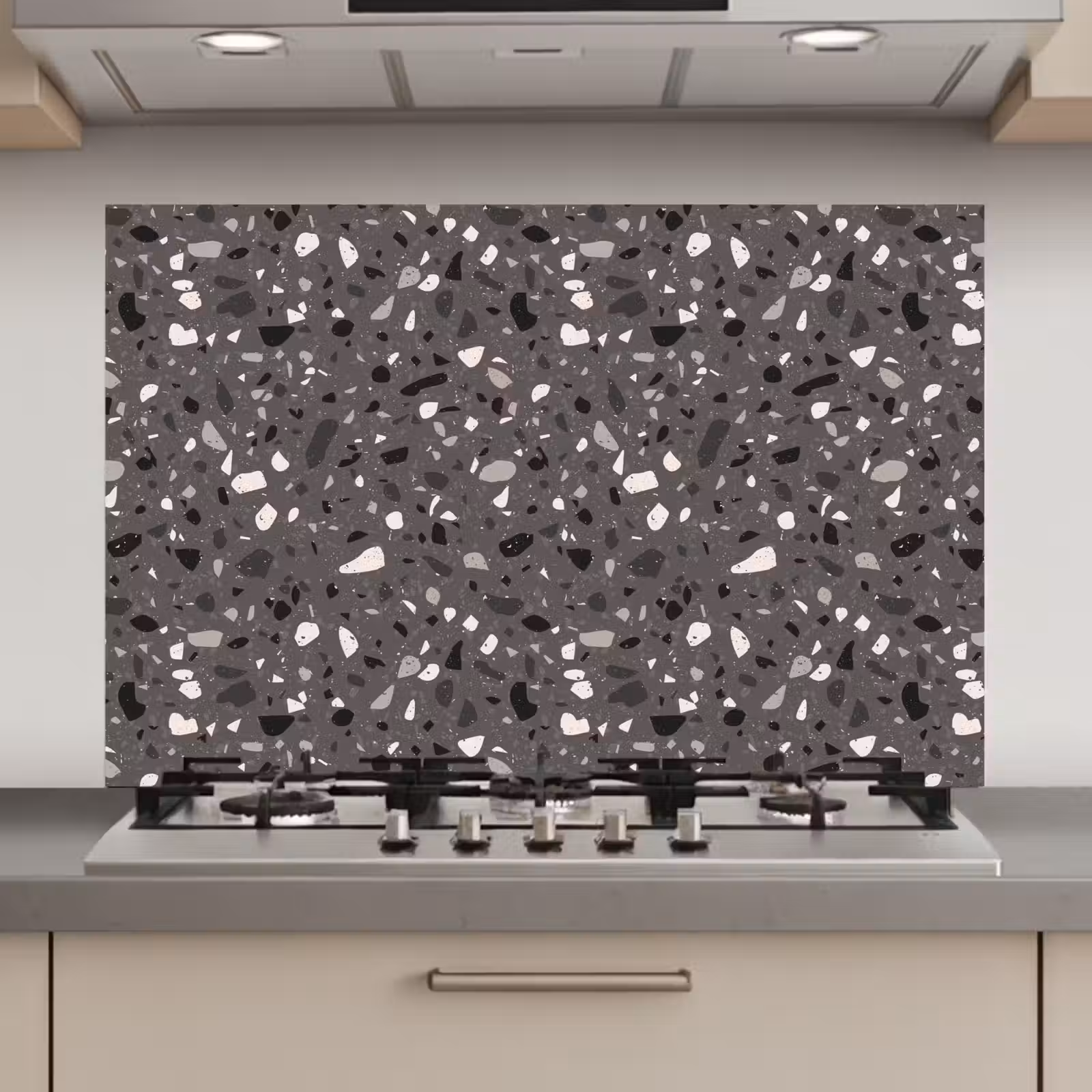 Spatscherm keuken - Terrazzo - Patroon - Grijs — 1