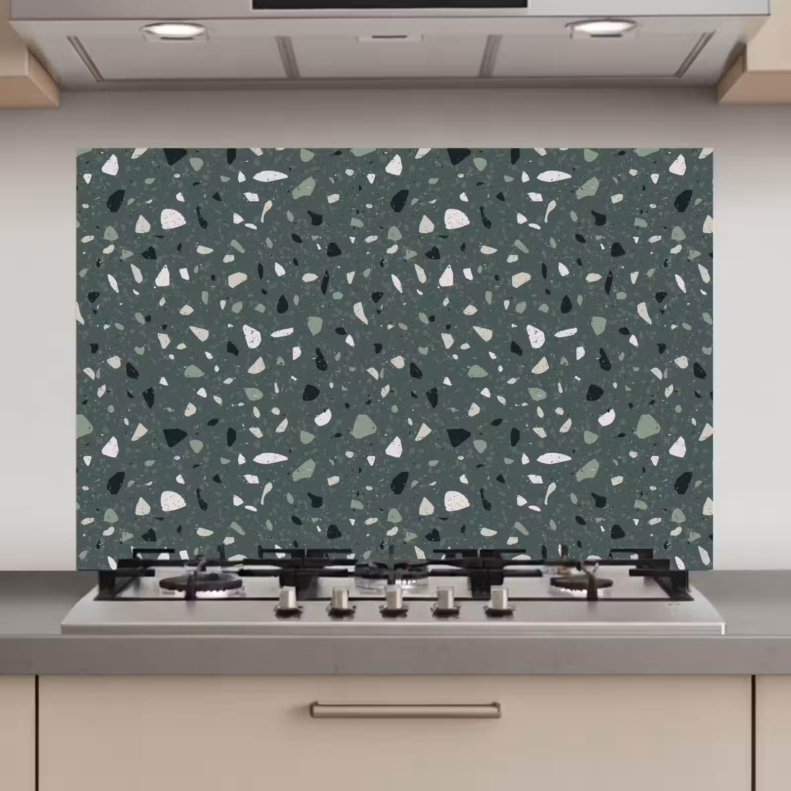Spatscherm keuken - Terrazzo - Patroon - Kleurrijk - Groen — 1