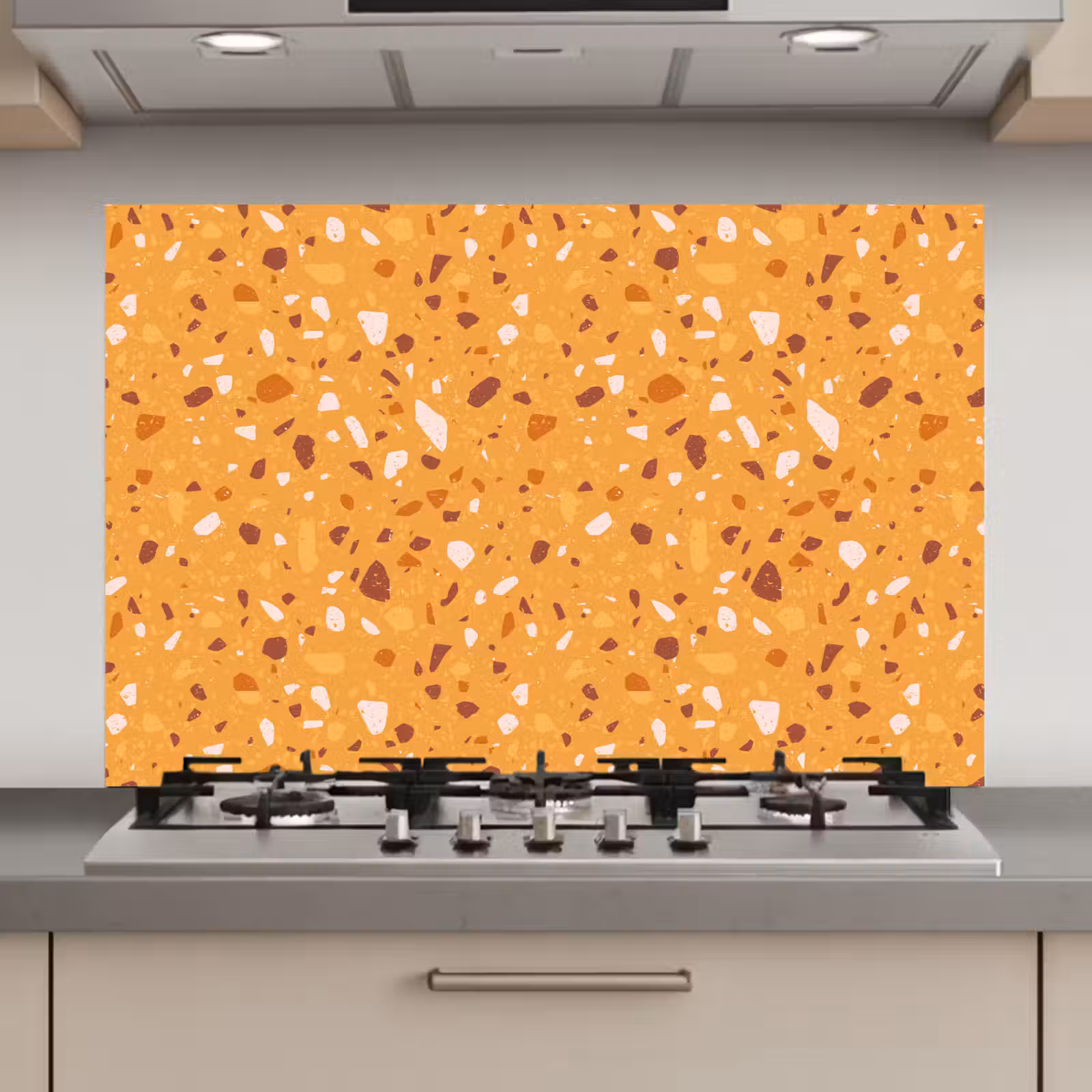 Spatscherm keuken - Terrazzo - Patroon - Okergeel — 1