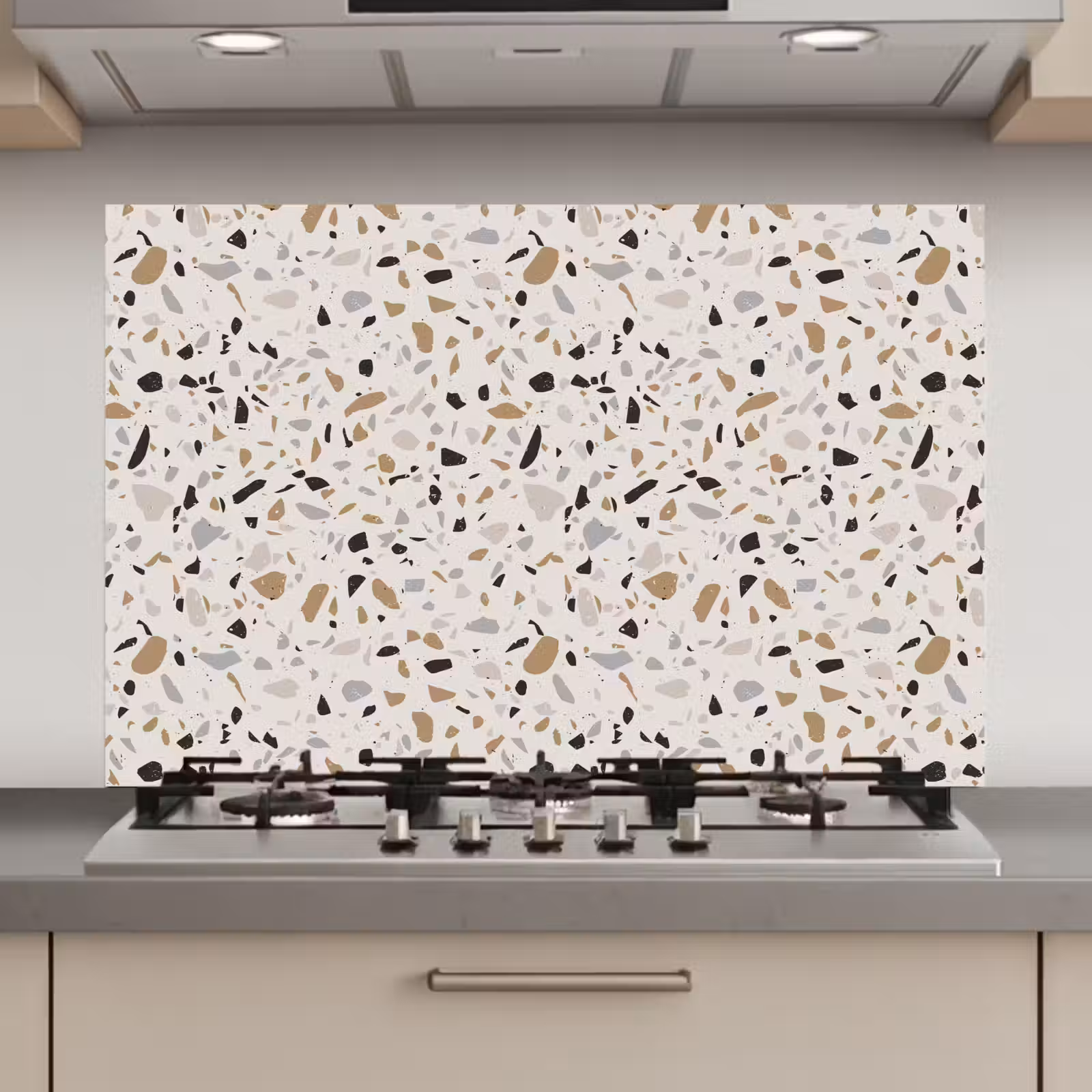 Spatscherm keuken - Terrazzo - Patroon - Staal — 1