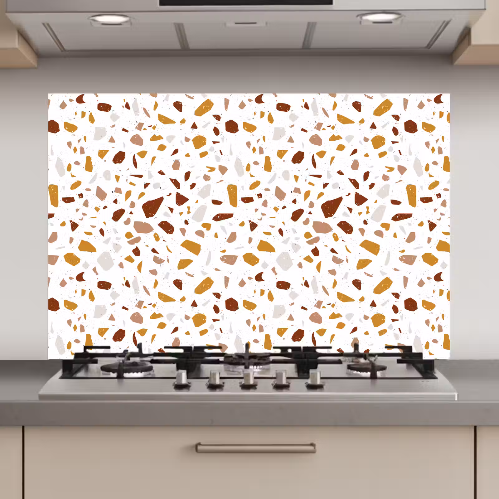Spatscherm keuken - Terrazzo - Patroon - Wit - Urban — 1