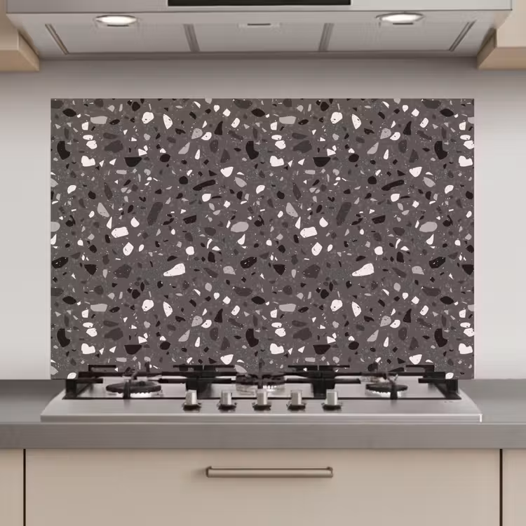 Spatscherm keuken - Terrazzo - Patroon - Grijs — 1