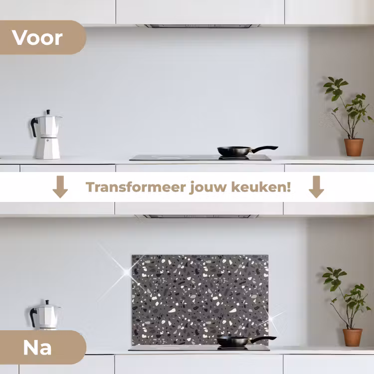 Spatscherm keuken - Terrazzo - Patroon - Grijs — 3