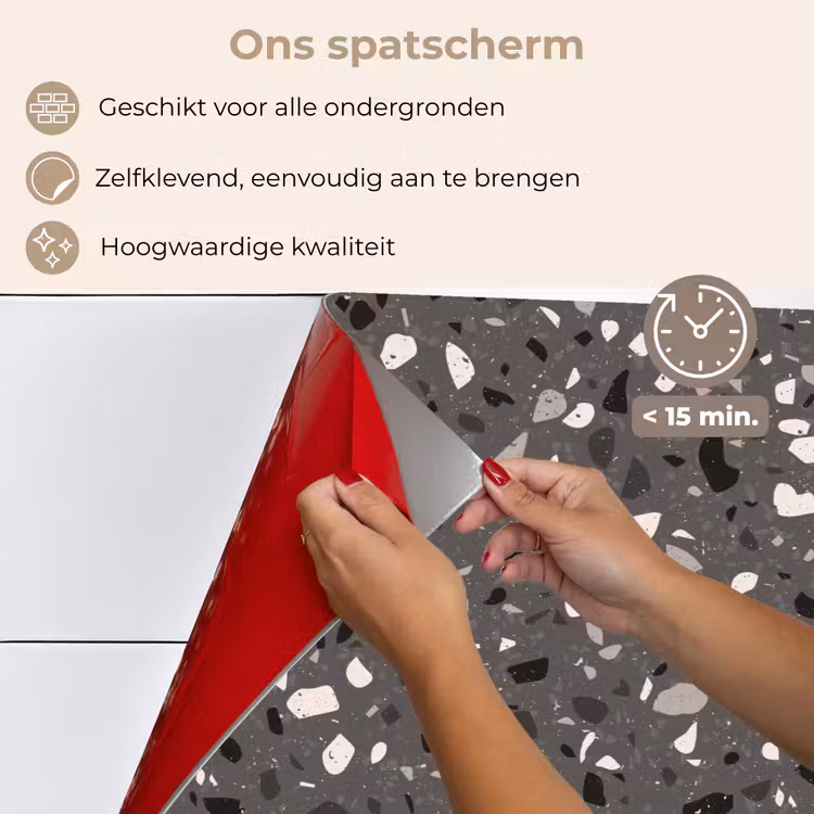 Spatscherm keuken - Terrazzo - Patroon - Grijs — 4