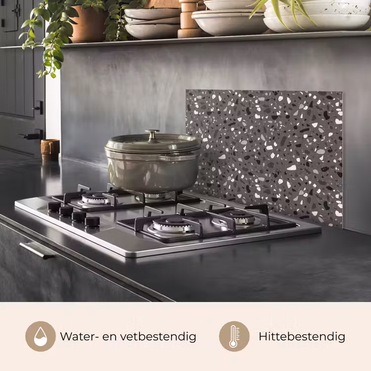 Spatscherm keuken - Terrazzo - Patroon - Grijs — 7