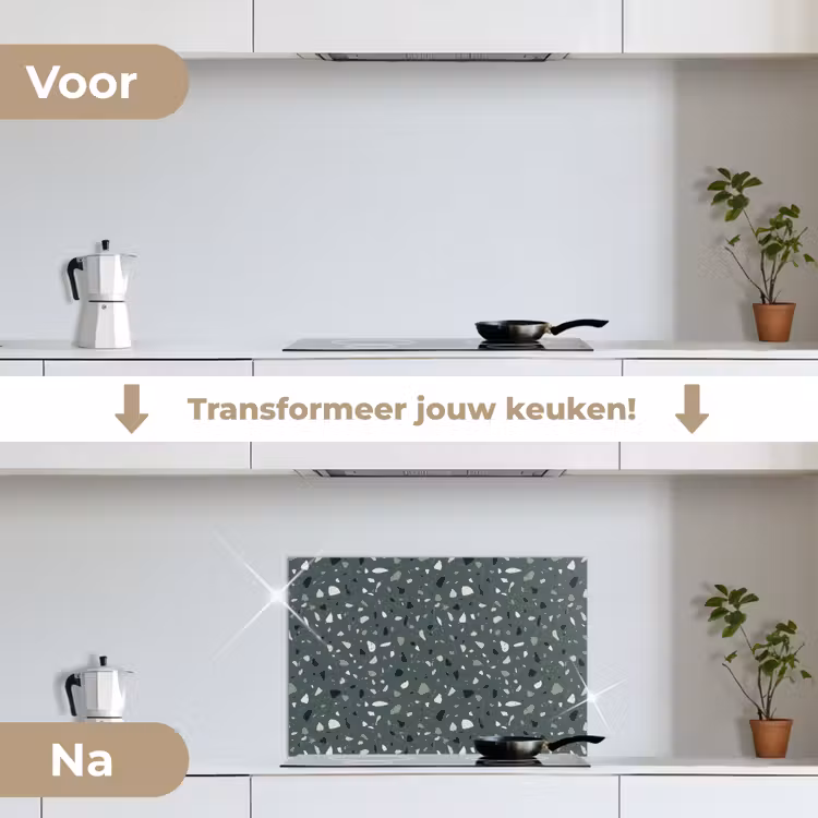 Spatscherm keuken - Terrazzo - Patroon - Kleurrijk - Groen — 3