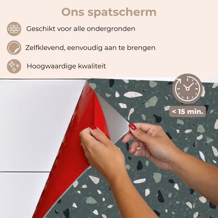Spatscherm keuken - Terrazzo - Patroon - Kleurrijk - Groen — 4