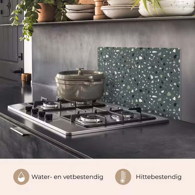 Spatscherm keuken - Terrazzo - Patroon - Kleurrijk - Groen — 7