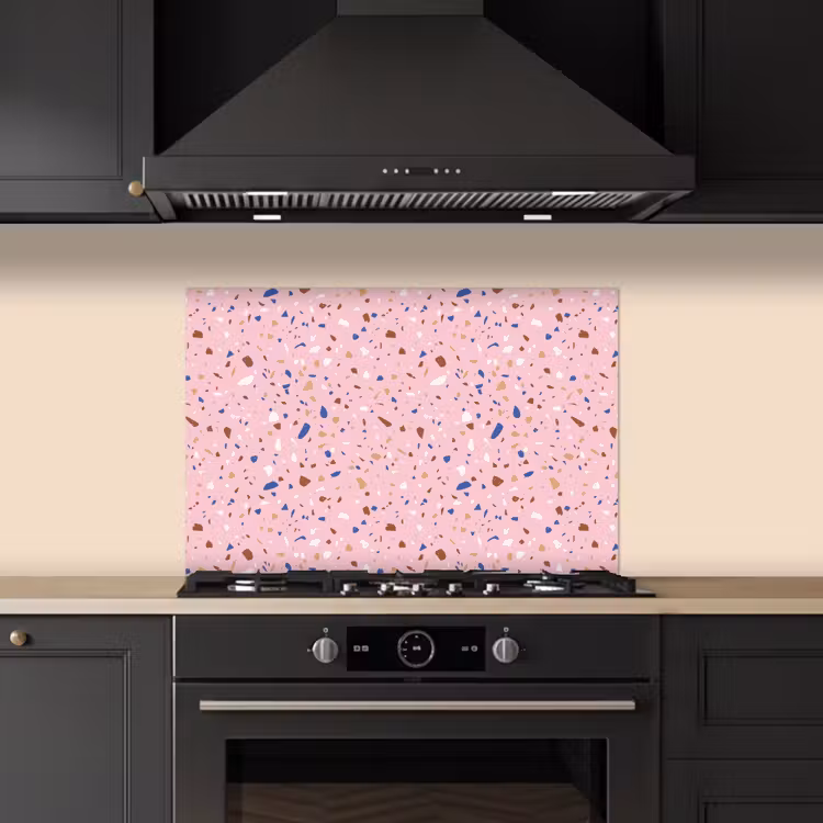 Spatscherm keuken - Terrazzo - Patroon - Kleurrijk - Roze — 2
