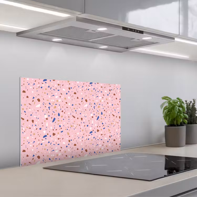 Spatscherm keuken - Terrazzo - Patroon - Kleurrijk - Roze — 5