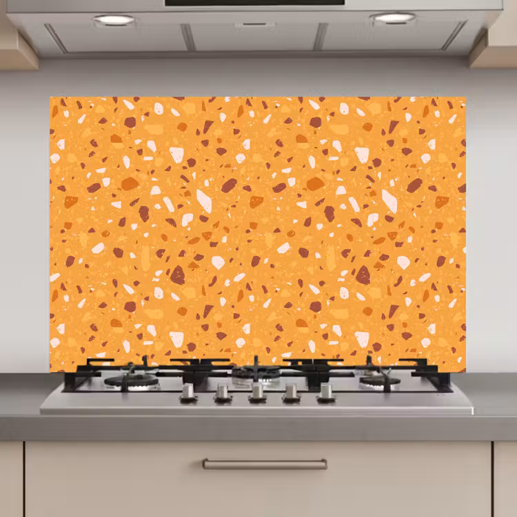 Spatscherm keuken - Terrazzo - Patroon - Okergeel — 1