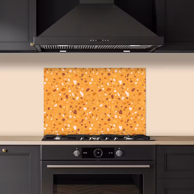 Spatscherm keuken - Terrazzo - Patroon - Okergeel — 2