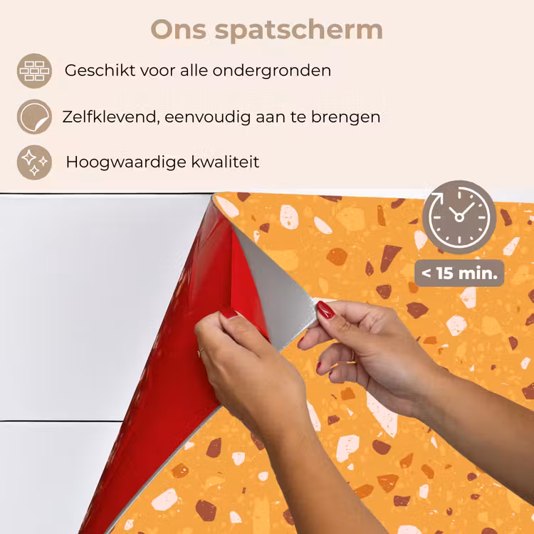 Spatscherm keuken - Terrazzo - Patroon - Okergeel — 4
