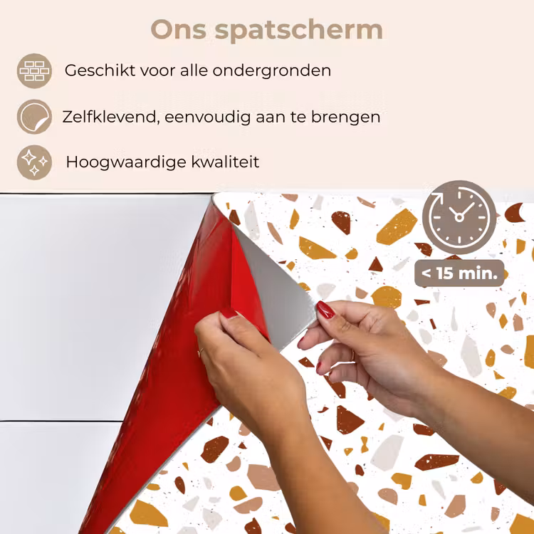 Spatscherm keuken - Terrazzo - Patroon - Wit - Urban — 4