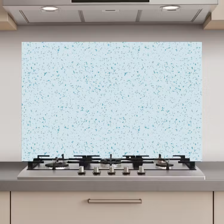 Spatscherm keuken - Terrazzo - Patroon - Kleurrijk - Baby Blauw — 1