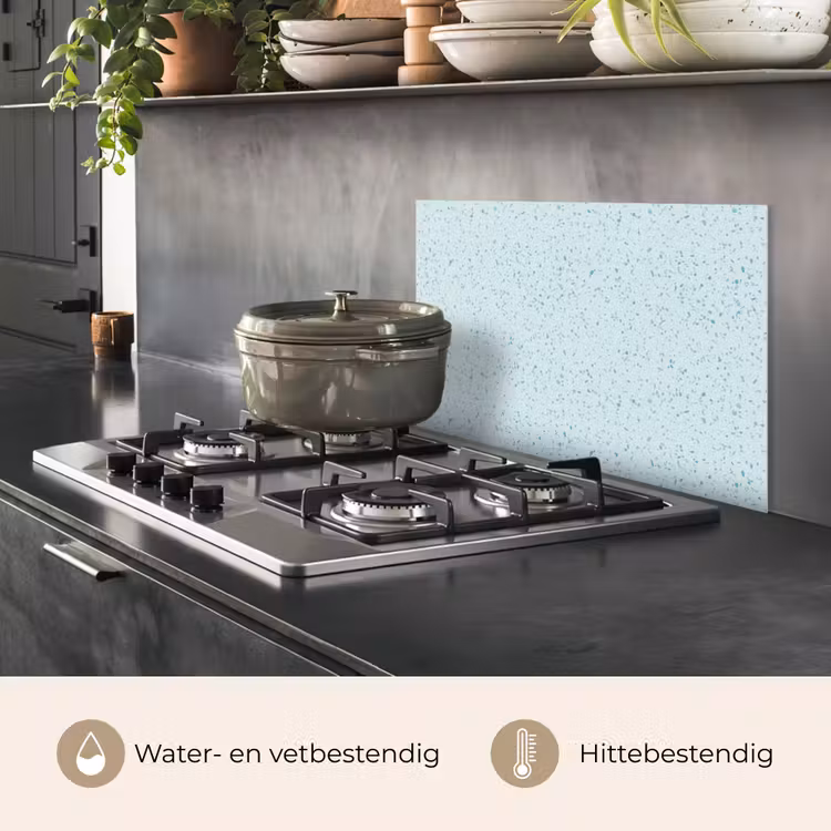 Spatscherm keuken - Terrazzo - Patroon - Kleurrijk - Baby Blauw — 7