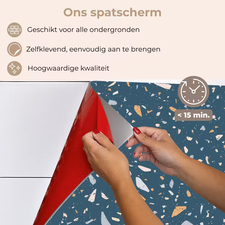 Spatscherm keuken - Terrazzo - Patroon - Kleurrijk - Diep blauw — 4