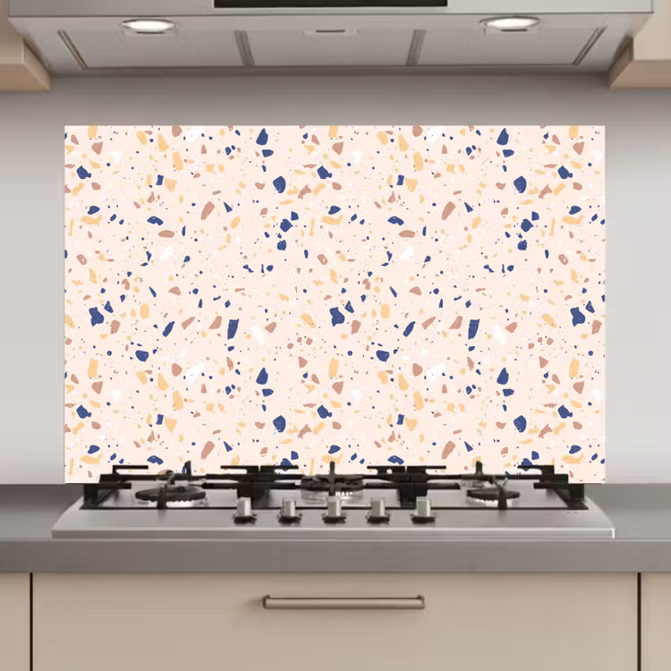 Spatscherm keuken - Terrazzo - Patroon - Kleurrijk - Indigo — 1