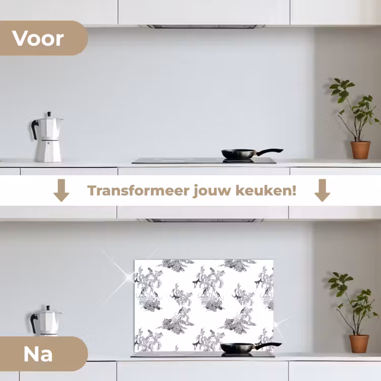 Spatscherm keuken - Aap - Oerwoud - Grijs — 2