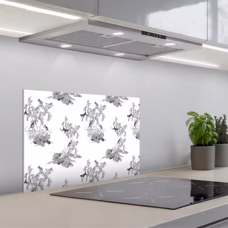 Spatscherm keuken - Aap - Oerwoud - Grijs — 4
