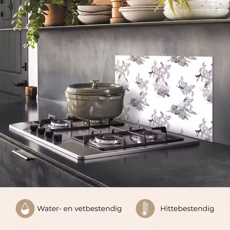 Spatscherm keuken - Aap - Oerwoud - Grijs — 6