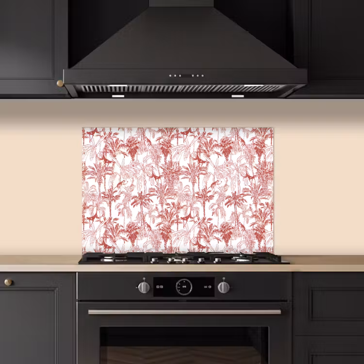 Spatscherm keuken - Aap - Oerwoud - Rood — 1