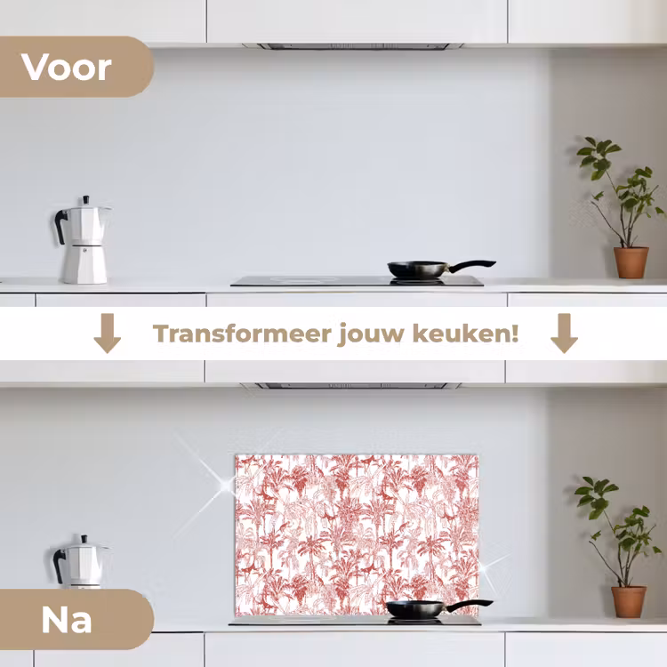 Spatscherm keuken - Aap - Oerwoud - Rood — 2